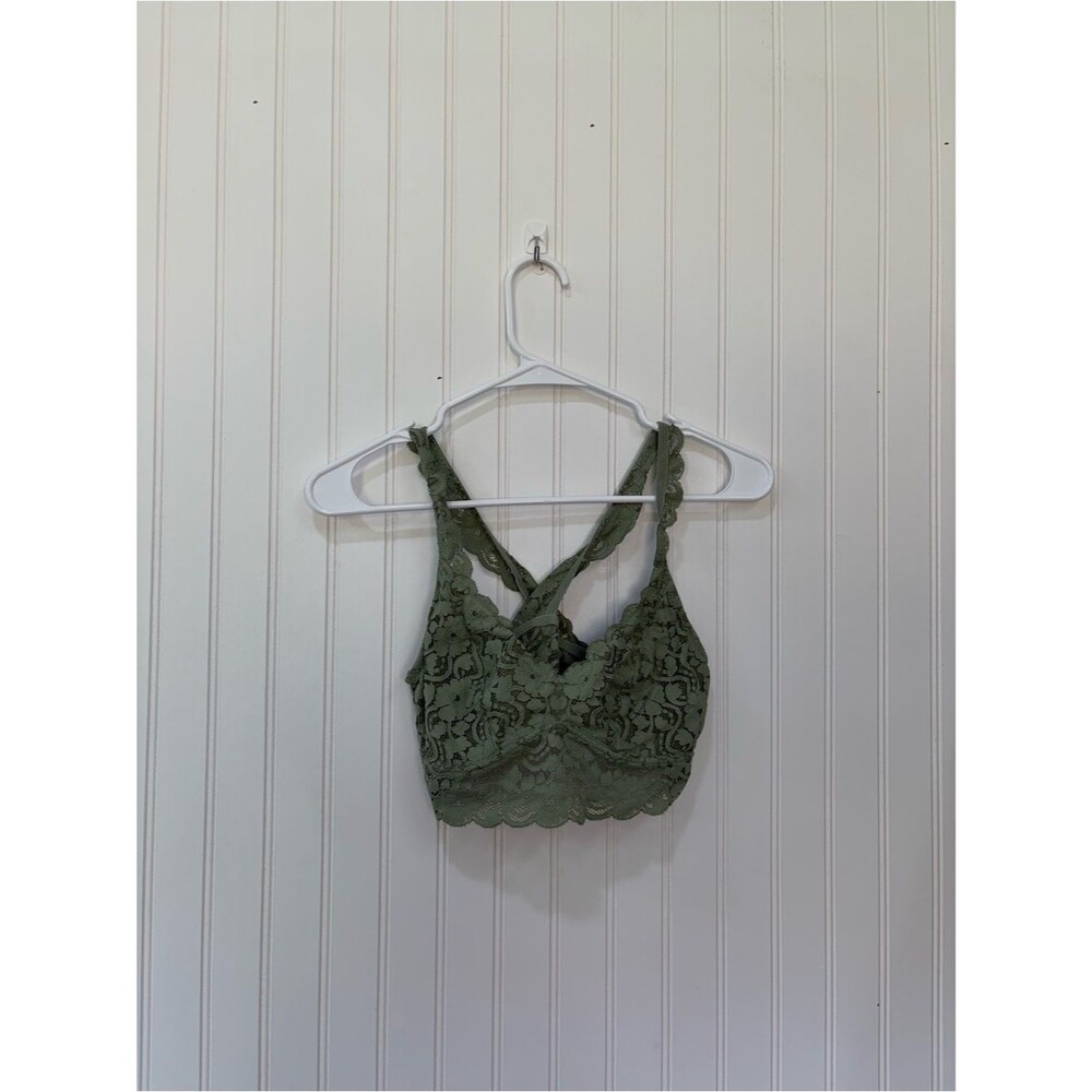 Xhilaration Olive Green Lace Bralette with Crisscross Straps
